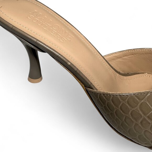 Malone Souliers Women's Julia Taupe Slip-On Heeled Sandals 38.5 NWT - Picture 10 of 14